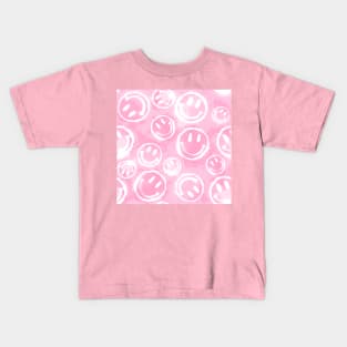 Pink Tie-Dye Smileys Kids T-Shirt